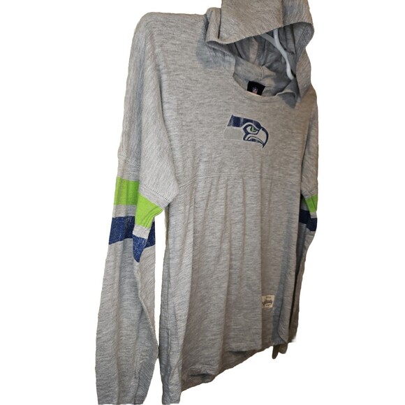 Seattle Seahawks NFL Lightweight Pullover Hoodie Gray Logo Girls Size L Large - Picture 6 of 8